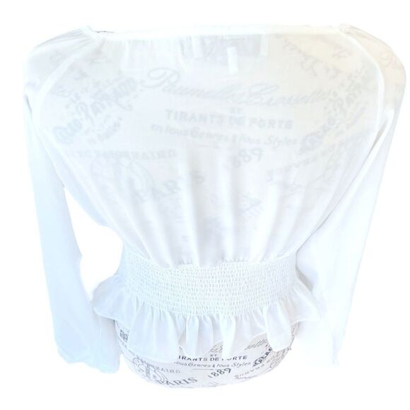 WAYF Smocked Waist Raglan Top in White - Picture 4 of 11